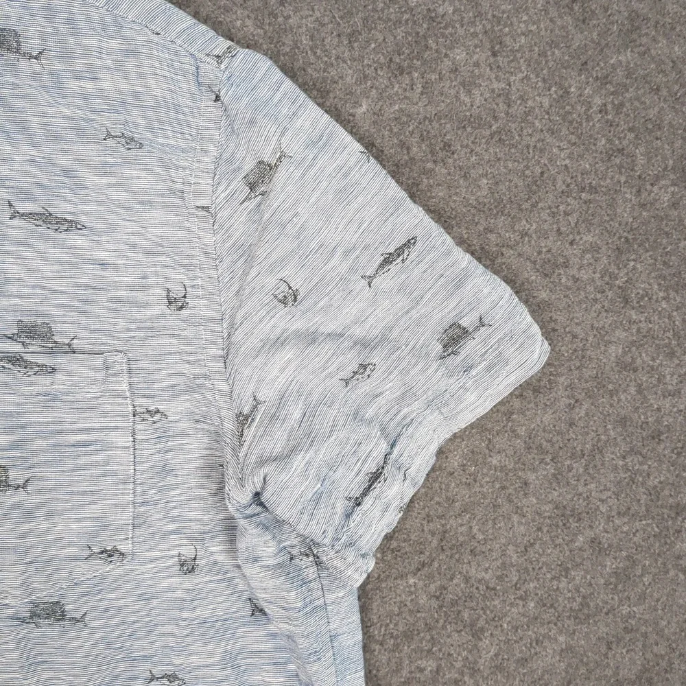 Banana Republic Mens Large Slim Fit Linen Short‎ Sleeve Shirt